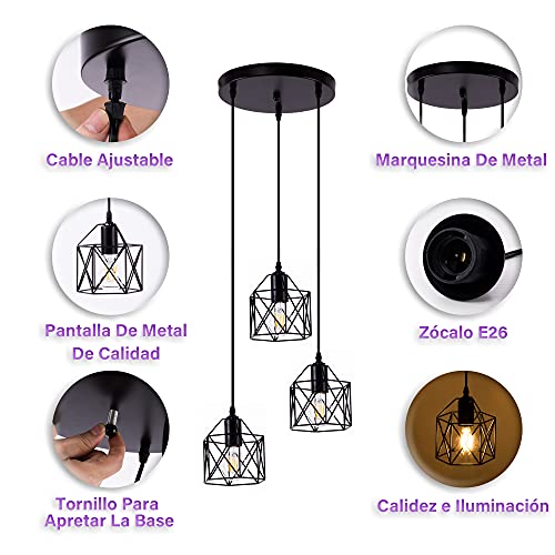 DuMaiWay Pendant Light, Black Industrial Farmhouse Metal Hanging Lights Fixture Ceiling Lamp, Dining Room Light for Barn Restaurant Foyer Bar Hallway Kitchen Island E26
