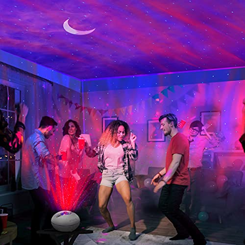 Star Porjector Night Light Galaxy Northern Lighting Lamp with Bluetooth Music Speaker Remote Control Aurora Sky Ambiance for Kids Bedroom Patry Home Decor (White)