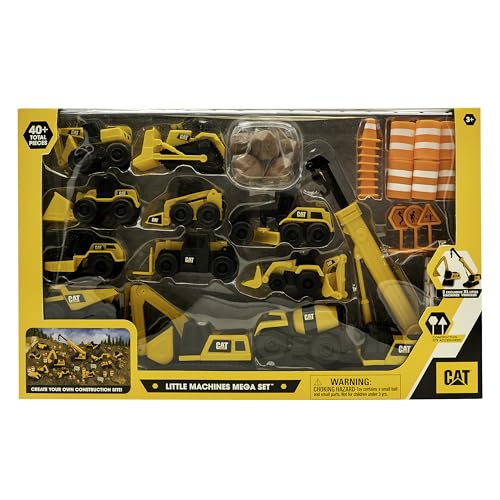 CatToysOfficial CAT Little Machines Mega Activity Playset w/ 41 Pieces, XL Crane/Excavator & Construction Site Accessories - Kids Toys 3+