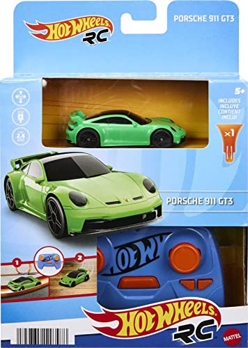 Hot Wheels 1:64 Scale RC Toy Car, Remote-Control Porsche 911 for On & Off Track Racing with USB Cable for Recharging