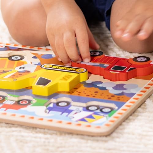 Melissa & Doug Construction Vehicles Wooden Chunky Puzzle (6 pcs)