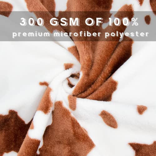 Cow Print Blanket All-Season Fleece Plush Flannel Brown Blankets and Throws Soft Warm Cute Cozy Baby Blanket Lightweight Fuzzy Cow Print Throw Blanket for Toddler Girls Boys Bed Sofa Couch 40x50 inch