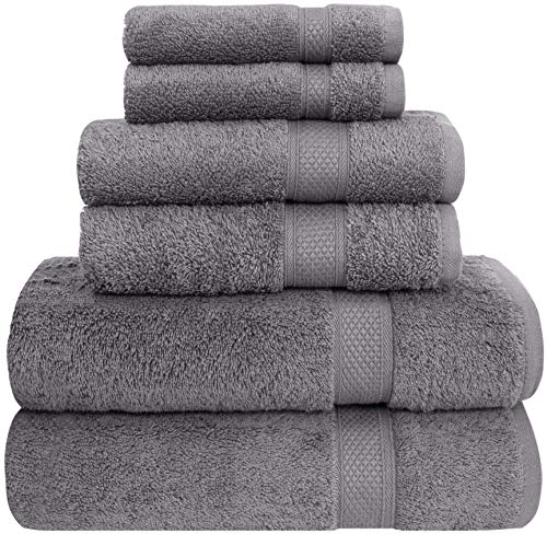 Pleasant Home 6 Piece Bath Towels Set – 2 Bath Towels, 2 Hand Towels, 2 Wash Cloths | Bathroom Towels | 100% Cotton | Soft & Absorbent Bath Towels | Grey