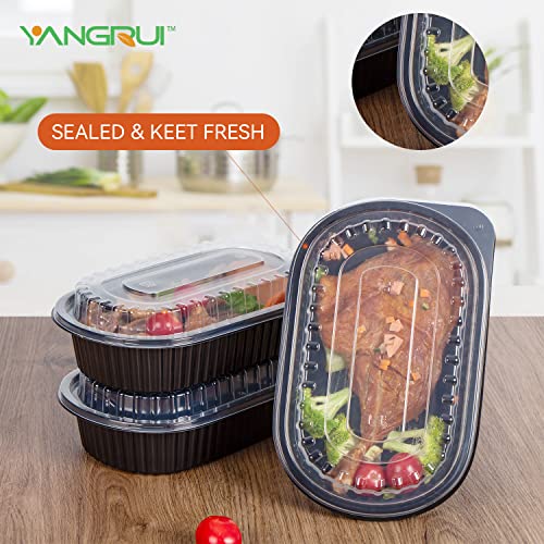 YANGRUI Take Out Containers, Shrink Wrap 45 Pack 26 oz Reusable Machine Washable Extra Thick BPA Free Meal Prep Container Microwave Freezer Safe Leak Proof To Go Containers