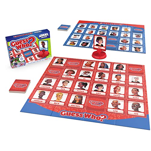 SPIN MASTER GAMES Guess Who? Giant Edition Game for Kids Family Board Game Indoor/Outdoor Games Kids Games with Big Boards, Cards, Spinner, for Kids Ages 8 and Up