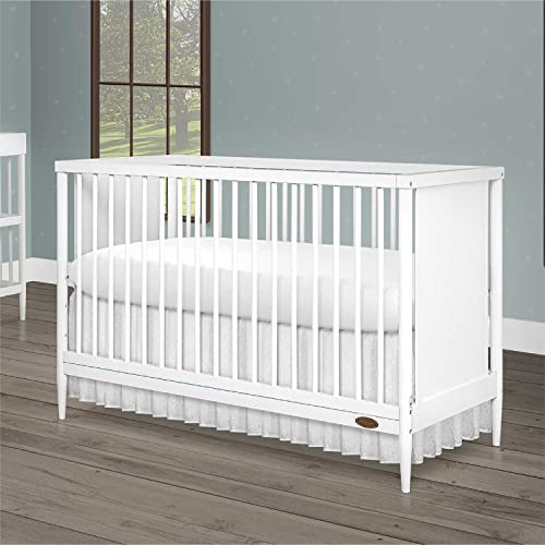 Dream On Me Clover 4-in-1 Modern Island Crib with Rounded Spindles in White, Convertible Crib, Mid-Century Meets Modern, Coordinates with The Clover Changing Counter