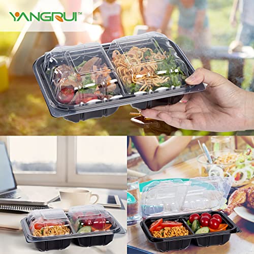 YANGRUI Clamshell Take Out Containers, Anti-Fog Shrink Wrap 25 Pack 9 x 6 Inch 27 oz Meal Prep Container BPA Free Microwave Freezer Safe Plastic Hinged To Go Containers