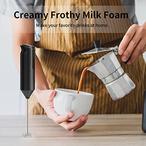 Milk Frother for Coffee, Handheld Frother Electric Whisk, Milk Foamer and Coffee Blender for Latte, Matcha, Cappuccino, Hot Chocolate, Battery Operated Mini Drink Mixer