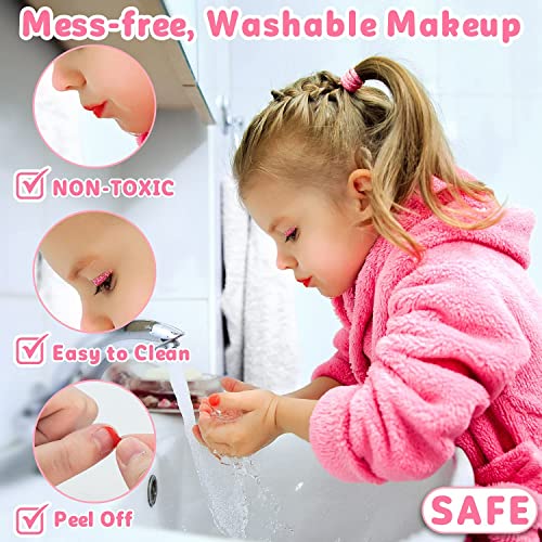 Hollyhi 41 Pcs Kids Makeup Kit for Girls, Washable Makeup Set Toy with Real Cosmetic Case for Little Girl, Pretend Play Makeup Beauty Set Birthday Toys Gift for 3 4 5 6 7 8 9 10 11 12 Years Old Kid