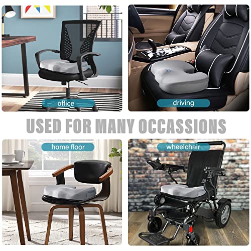WAOAW Car Seat Cushion, Office Chair Cushions Butt Pillow for Long Sitting, Memory Foam Chair Pad for Back, Coccyx, Tailbone Pain Relief (Grey)