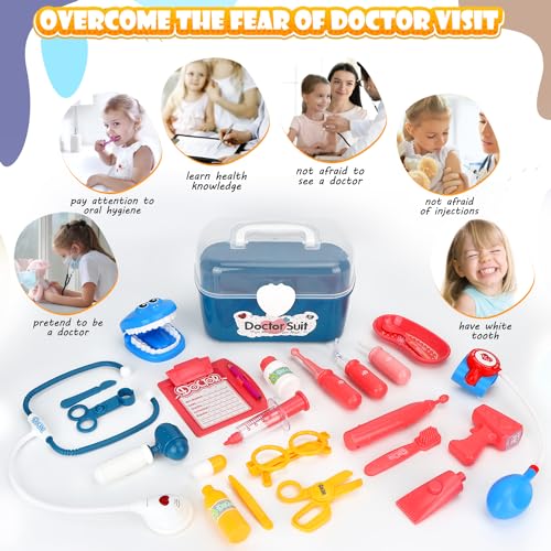Hapgo Doctor Kit for Toddlers 3-5: Pretend Play Doctor Kit for Kids with Doctor and Nurse Costume, Doctor and Dentist Play Set, Toys Gifts for Kids Toddlers Ages 3 4 5 6 Year Old for Role Play