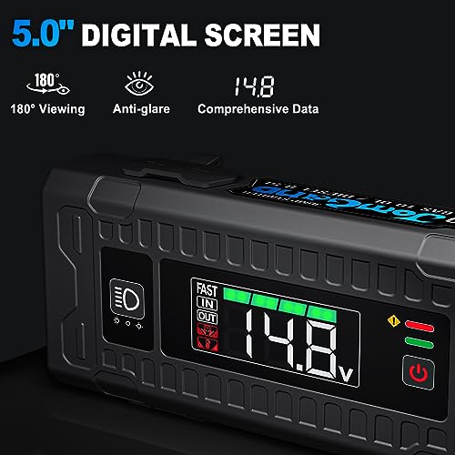 JOMGAND JQ3500 Jump Starter 3500Amp 24000mAh Battery Jump Starter 12V Battery Jumper, 100W Lithium Battery Booster for 10L Gas 8.5L Diesel Engines, Jump Box with 5" LED Display