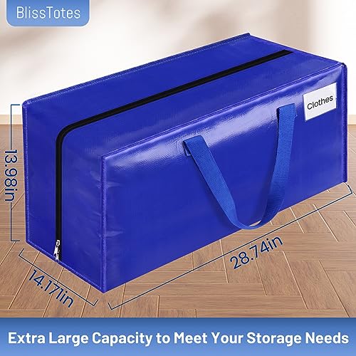 BlissTotes Moving Bags, Heavy Duty Moving Supplies & Storage Bags, Extra Large Packing Bags, Boxes with Tag Pockets, Collapsible Fold Flat Storage Totes, Alternative to Box and Bin, 93L, 6 Packs
