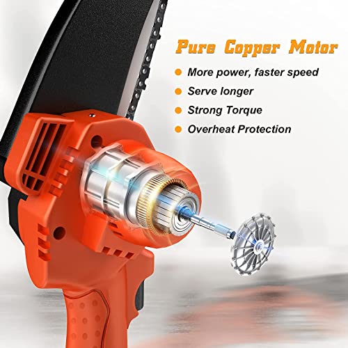 JPOWTECH Mini Chainsaw, Upgraded 4 Inch Cordless Small Chain Saw with 3Pcs Chains & 2Pcs 21V Rechargeable Batteries Portable One Hand Electric Chainsaw for Branch Pruning Tree Trimming Wood Cutting