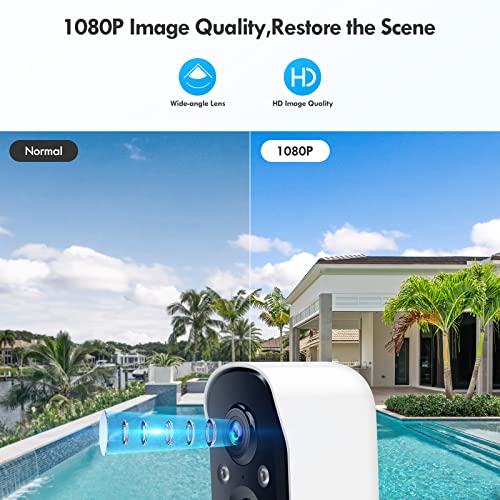 Viseefocu Solar Security Cameras Wireless Outdoor for Home Security, Two Spotlights, 1080P Color Night Vision Battery Powered Camera with 2.4GHz WiFi, PIR, Two-Way Talk, IP66, Cloud/SD