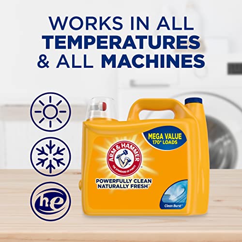 Add 3 To Your Cart! Arm & Hammer Clean Burst, 170 Loads Liquid Laundry Detergent, 170 Fl oz × 3 Count