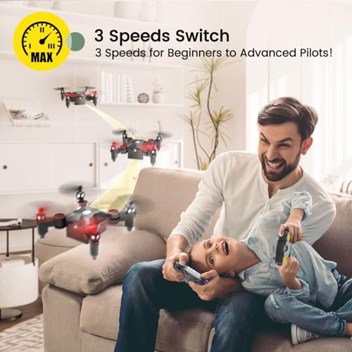 Holy Stone HS190 Drone for Kids, Mini Drone with One-Key Takeoff/Landing, 3D Flips, 3 Speeds and Auto Hovering, Gifts Toys for Boys and Girls, Red