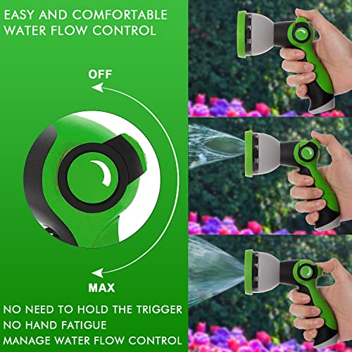 Heavy Duty Garden Hose 5/8" Super Flexible Water Hose with 10 Function Sprayer Nozzle 3/4" Solid Fittings Leakproof Hose 450 Burst PSI Watering Pipe Car Wash (25FT, Black+Green)