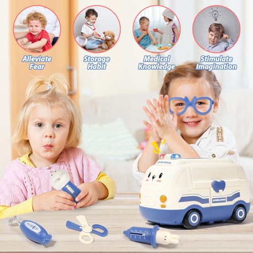 Hydeem Toy Doctor Kit for Toddlers 3 4 5 Years Old, Boys Girls Birthday, Kids Doctor Pretend Playset, Medical Play Set for Children(Blue)