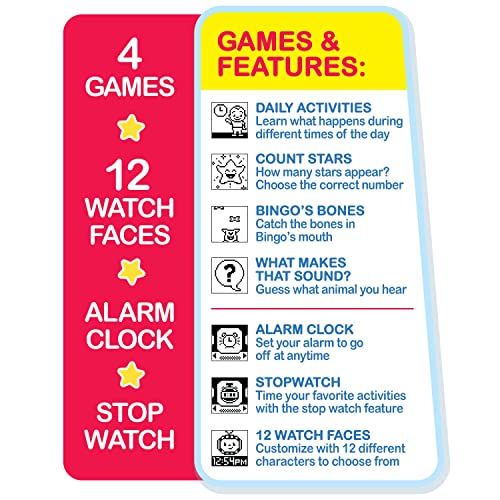 CoComelon JJ’s Learning Smart Watch Toy for Kids with 3 Education-Based Games, Alarm Clock, and Stop Watch, Officially Licensed Kids Toys for Ages 3 Up by Just Play