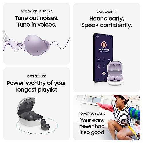 SAMSUNG Galaxy Buds 2 True Wireless Bluetooth Earbuds, Noise Cancelling, Ambient Sound, Lightweight Comfort Fit In Ear, Auto Switch Audio, Long Battery Life, Touch Control US Version, Graphite