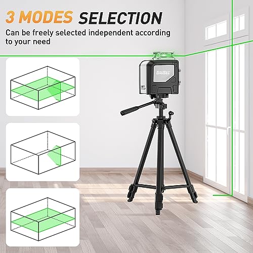 SAVSEC 901CG Self-Leveling Laser Level, 360° Cross-Line Laser Green-Beam with Pluse Mode, Magnetic Pivoting Base, Laser Enhancement Glasses Included