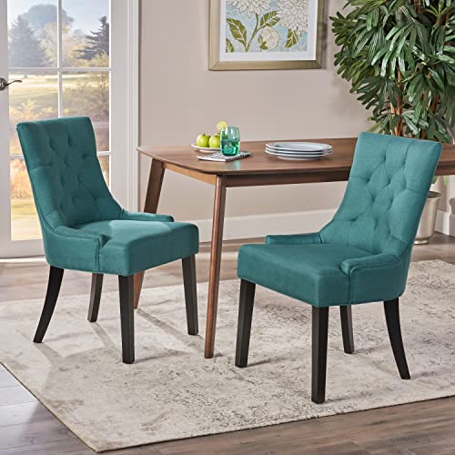 Christopher Knight Home Hayden Fabric Dining Chairs, 2-Pcs Set, Dark Teal