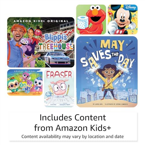 Amazon Fire 7 Kids Tablet (2022) - ages 3-7. 2 year worry-free guarantee, 10-hr battery, ad-free content, parental controls, durable high-res screen, kid-proof case with kickstand, 16 GB, Blue