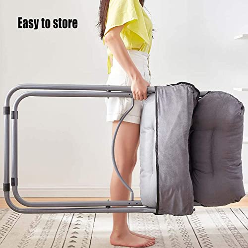Living Room Lazy Chair with Ottoman & Armrest, Modern Comfy Folding Lounge Chair Reclining Sofa Leisure Chair Armchair with Footstool for Bedroom/Office/Hosting, Grey (Small)