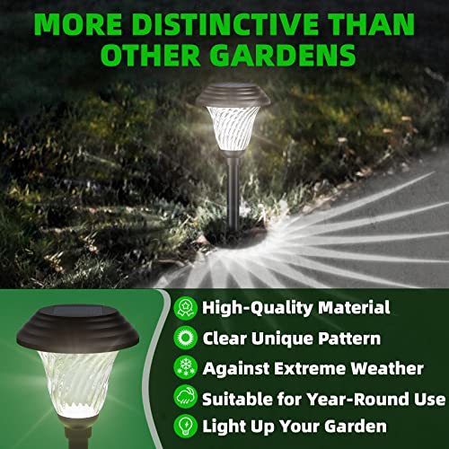Jkoeier Bright Solar Outdoor Lights 8pack, IP65 Waterproof Solar Pathway Lights, 12 Hrs Long-Lasting Landscape Lighting Solar Garden Lights, Solar Lights Decorative for Walkway Patio Yard & Lawn