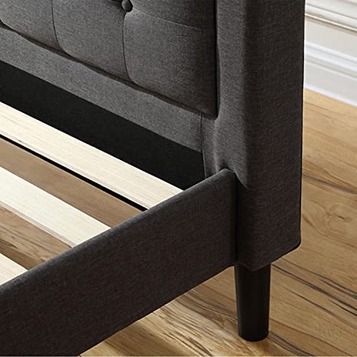 Classic Brands Mornington Upholstered Platform Bed | Headboard and Metal Frame with Wood Slat Support, Full, Grey