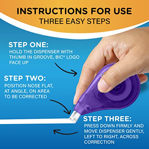BIC Wite-Out Brand EZ Correct Correction Tape, 19.8 Feet, 4-Count Pack of white Correction Tape, Fast, Clean and Easy to Use Tear-Resistant Tape, Great Stocking Stuffers for Teachers