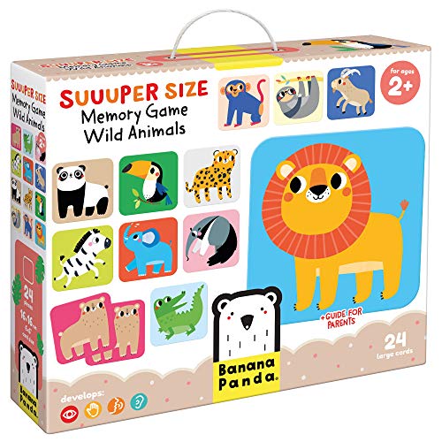 Banana Panda Suuuper Size Memory Game - Wild Animals - Classic Toddler Game includes 24 Extra-Large Cards - Play Matching Games, Use as Flashcards, for little kids ages 2-4 years