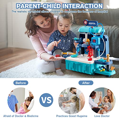GEIYATOI Kids Toy Doctor Kit, Toddler Medical Set with Stethoscope and Medical Tools Toys for 3 4 5 6 Years Old Boys Girls, Doctor Pretend Play Toy Gifts for Christmas Birthday Party New Year