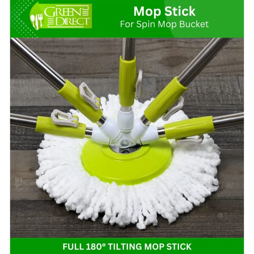 Green Direct Mop Stick for Spin Mop Bucket Cleaning System | Mop Stick and Microfiber Mop Head Included