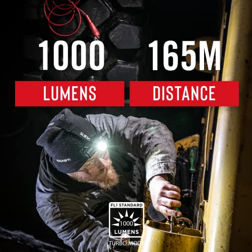 Coast XPH30R 1000 Lumen USB-C Rechargeable Dual Power Headlamp with Twist Focus Beam and Magnetic Base
