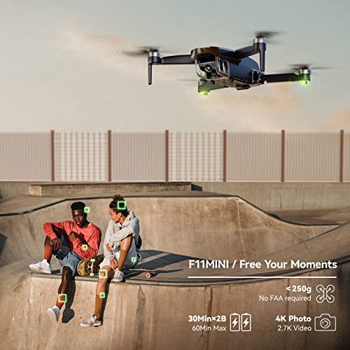 Ruko F11MINI Drones with Camera for Adults 4K, Under 250g, 2 Batteries 60 Min Flight Time, Foldable and Lightweight, 5GHz WiFi, GPS Auto Return, Follow Me, Waypoints, Points of Interest for Beginner