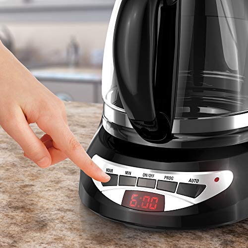 Black+Decker DCM100B 12-Cup Programmable Coffeemaker with Glass Carafe, Black