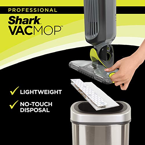 Shark VM252 VACMOP Pro Cordless Hard Floor Vacuum Mop with LED Headlights, 4 Disposable Pads & 12 oz. Cleaning Solution, Charcoal Gray