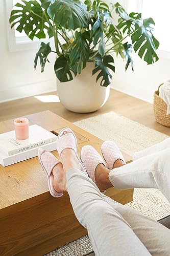 Dearfoams Women's Beatrice Side Gore Slide Slipper, Fresh Pink, Large