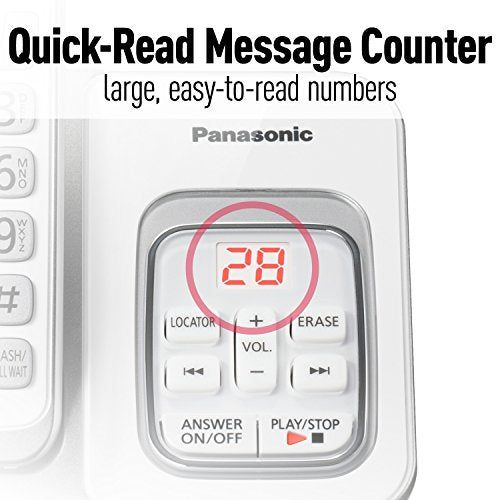 Panasonic Expandable Cordless Phone System with Answering Machine and Call Block - 3 Cordless Handsets - KX-TGD533W (White/Silver)