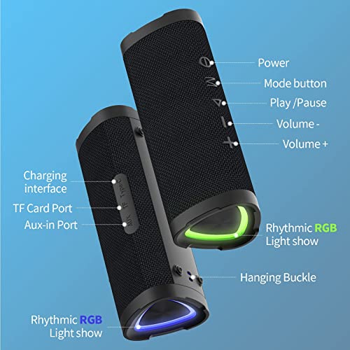 Vanzon V40 Bluetooth Speakers, Portable Wireless Speaker V5.0 with 24W Loud Stereo Sound, 24H Playtime, TWS & IPX7 Waterproof, Suitable for Travel, Home and Outdoors