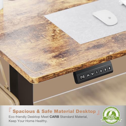 DUMOS 55 Inch Electric Standing Office Desk Height Adjustable Sit Stand up PC Workstation Wood Computer Work Table for Home Bedroom Gaming Room