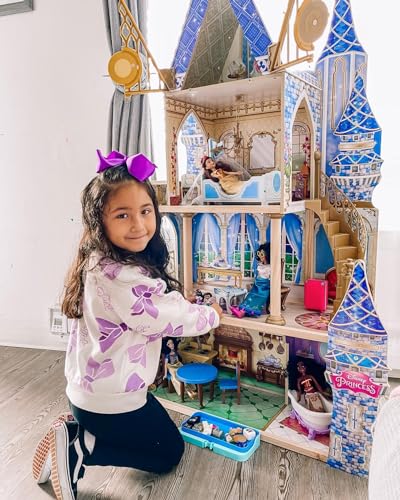 KidKraft Disney® Princess Cinderella Royal Dream Wooden Castle Dollhouse, Over 4 Feet Tall with 12 Pieces, Blue, Gift for Ages 3+