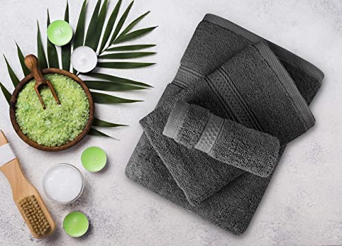 Asiatique Linen – Premium 650 GSM Luxury 8 Piece Grey Bath Towels Set – 100% Ring Spun Cotton Towels for Bathroom – 2 Bath Towels, 2 Hand Towels, and 4 Washcloths – Ideal for Home, Spa & Hotel
