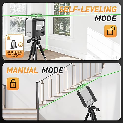 SAVSEC 901CG Self-Leveling Laser Level, 360° Cross-Line Laser Green-Beam with Pluse Mode, Magnetic Pivoting Base, Laser Enhancement Glasses Included
