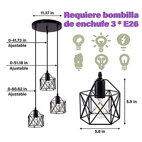 DuMaiWay Pendant Light, Black Industrial Farmhouse Metal Hanging Lights Fixture Ceiling Lamp, Dining Room Light for Barn Restaurant Foyer Bar Hallway Kitchen Island E26