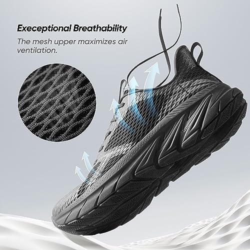 ALLSWIFIT Men's Running Shoes Breathable Lightweight Jogging Walking Sneakers for All-Day Wear All Black Size 9 SARR009M