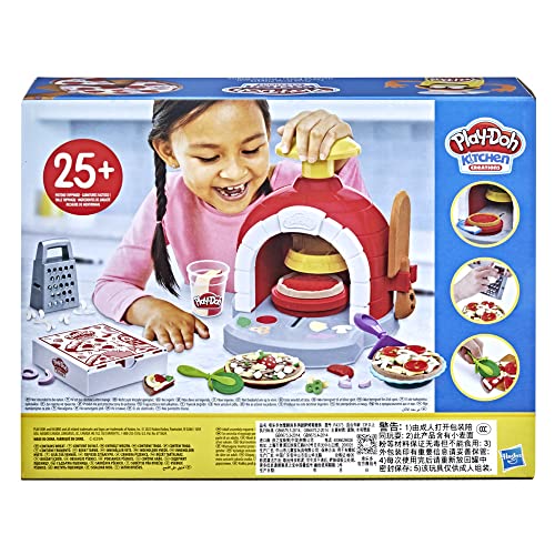 Play-Doh Kitchen Creations Pizza Oven Playset, Play Food Toy for Kids 3 Years and Up, 6 Cans of Modeling Compound, 8 Accessories, Non-Toxic