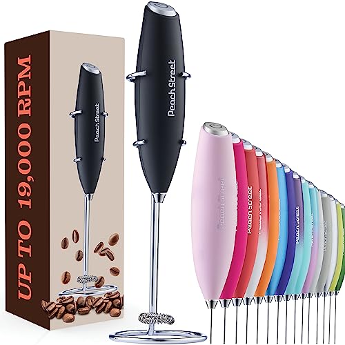 Powerful Handheld Milk Frother, Mini Milk Foamer, Battery Operated (Not included) Stainless Steel Drink Mixer with Frother Stand for Coffee, Lattes, Cappuccino, Frappe, Matcha, Hot Chocolate.